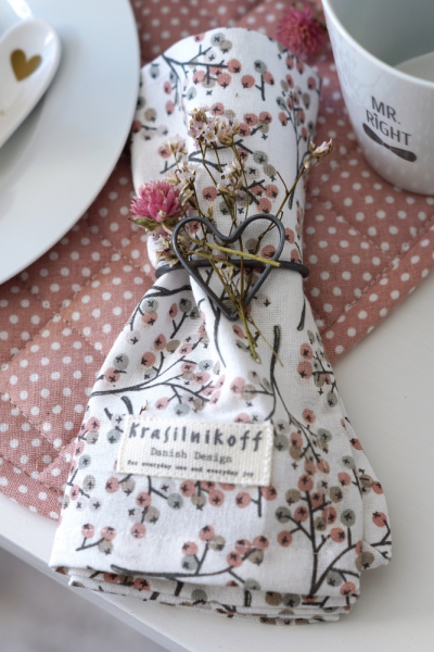 Serviette aus Baumwolle rosa Beeren